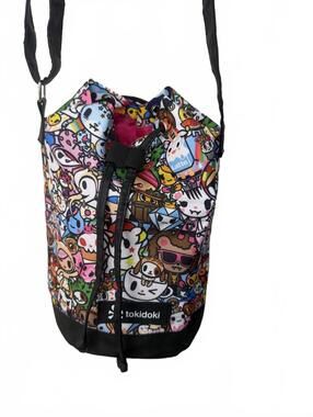 Tokidoki Duffle Cross Boddy Bag Black Multi Adjustable Comic Streetwear Playful
